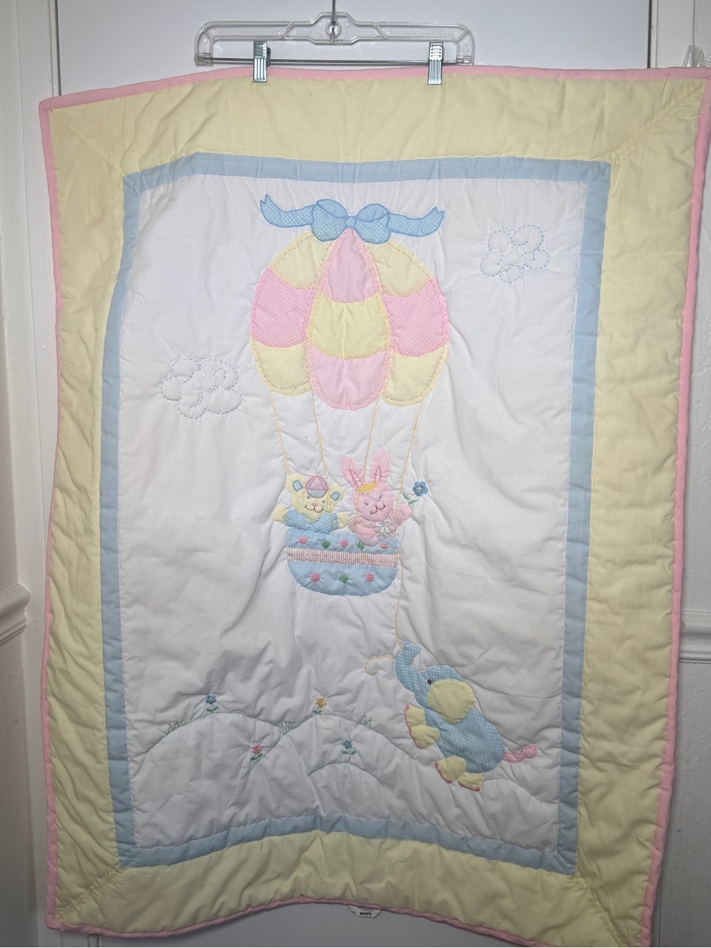 A Little Angel Baby Pastel Hot Air Balloon Quilted Blanket Vintage